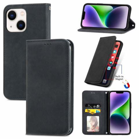Retro Skin Feel Magnetic Leather Phone Case, For iPhone 15 Pro, For  iPhone 15 Plus, For iPhone 15, For  iPhone 14 Plus, For iPhone 14, For iPhone 14 Pro, For iPhone 14 Pro Max