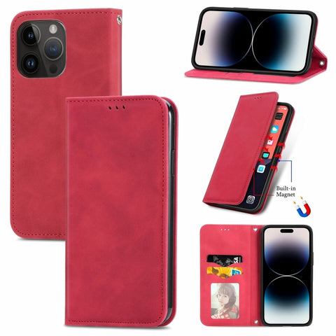 Retro Skin Feel Magnetic Leather Phone Case, For iPhone 15 Pro, For  iPhone 15 Plus, For iPhone 15, For  iPhone 14 Plus, For iPhone 14, For iPhone 14 Pro, For iPhone 14 Pro Max