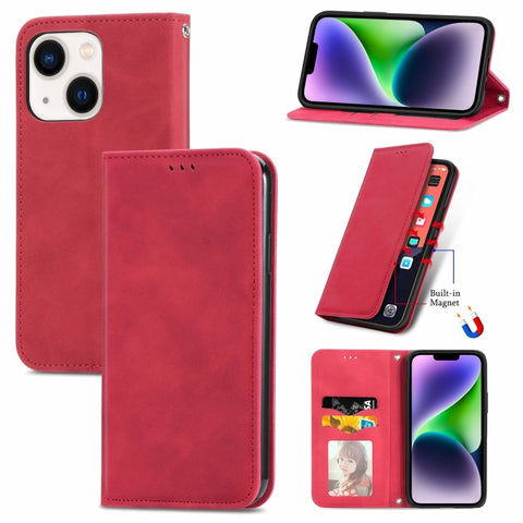 Retro Skin Feel Magnetic Leather Phone Case, For iPhone 15 Pro, For  iPhone 15 Plus, For iPhone 15, For  iPhone 14 Plus, For iPhone 14, For iPhone 14 Pro, For iPhone 14 Pro Max