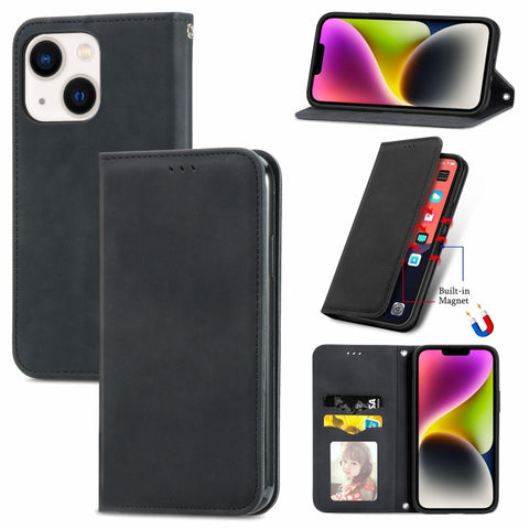 Retro Skin Feel Magnetic Leather Phone Case, For iPhone 15 Pro, For  iPhone 15 Plus, For iPhone 15, For  iPhone 14 Plus, For iPhone 14, For iPhone 14 Pro, For iPhone 14 Pro Max