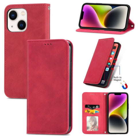 Retro Skin Feel Magnetic Leather Phone Case, For iPhone 15 Pro, For  iPhone 15 Plus, For iPhone 15, For  iPhone 14 Plus, For iPhone 14, For iPhone 14 Pro, For iPhone 14 Pro Max