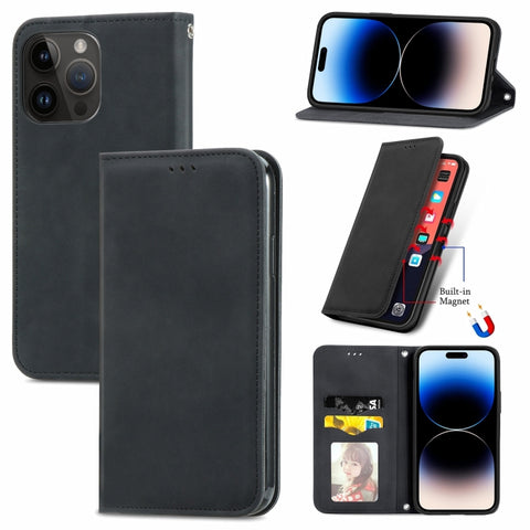 Retro Skin Feel Magnetic Leather Phone Case, For iPhone 15 Pro, For  iPhone 15 Plus, For iPhone 15, For  iPhone 14 Plus, For iPhone 14, For iPhone 14 Pro, For iPhone 14 Pro Max