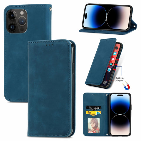 Retro Skin Feel Magnetic Leather Phone Case, For iPhone 15 Pro, For  iPhone 15 Plus, For iPhone 15, For  iPhone 14 Plus, For iPhone 14, For iPhone 14 Pro, For iPhone 14 Pro Max