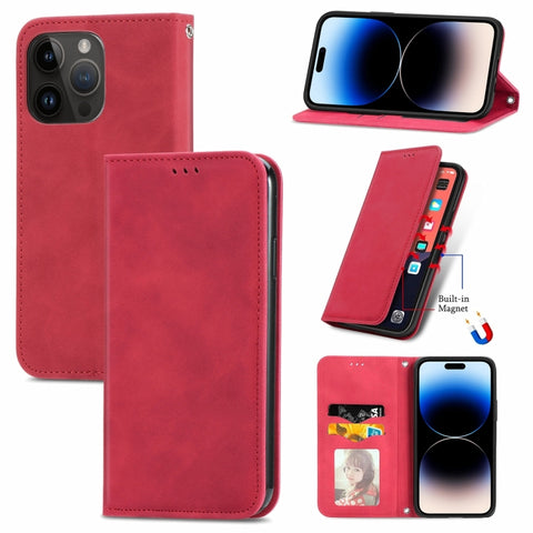 Retro Skin Feel Magnetic Leather Phone Case, For iPhone 15 Pro, For  iPhone 15 Plus, For iPhone 15, For  iPhone 14 Plus, For iPhone 14, For iPhone 14 Pro, For iPhone 14 Pro Max