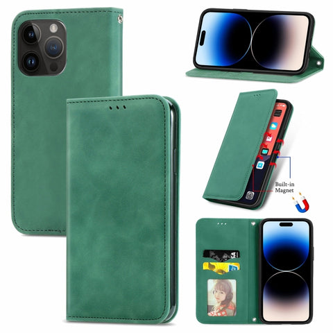 Retro Skin Feel Magnetic Leather Phone Case, For iPhone 15 Pro, For  iPhone 15 Plus, For iPhone 15, For  iPhone 14 Plus, For iPhone 14, For iPhone 14 Pro, For iPhone 14 Pro Max