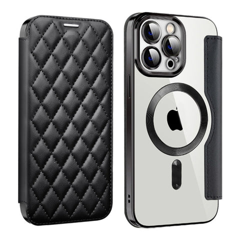 Shield Magsafe RFID Anti-theft Rhombus Leather Phone Case, For iPhone 16 Pro Max, For iPhone 16 Pro, For iPhone 16 Plus, For iPhone 16, For iPhone 15 Pro Max, For iPhone 15 Pro