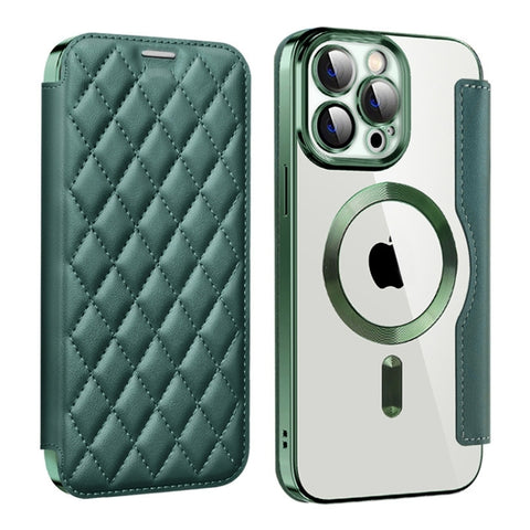 Shield Magsafe RFID Anti-theft Rhombus Leather Phone Case, For iPhone 16 Pro Max, For iPhone 16 Pro, For iPhone 16 Plus, For iPhone 16, For iPhone 15 Pro Max, For iPhone 15 Pro