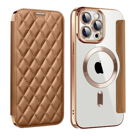 Shield Magsafe RFID Anti-theft Rhombus Leather Phone Case, For iPhone 16 Pro Max, For iPhone 16 Pro, For iPhone 16 Plus, For iPhone 16, For iPhone 15 Pro Max, For iPhone 15 Pro