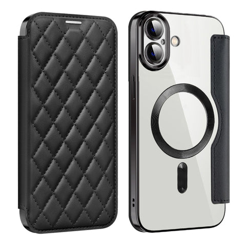 Shield Magsafe RFID Anti-theft Rhombus Leather Phone Case, For iPhone 16 Pro Max, For iPhone 16 Pro, For iPhone 16 Plus, For iPhone 16, For iPhone 15 Pro Max, For iPhone 15 Pro
