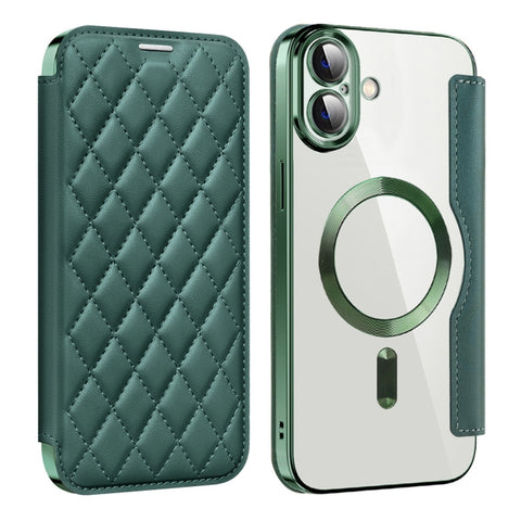 Shield Magsafe RFID Anti-theft Rhombus Leather Phone Case, For iPhone 16 Pro Max, For iPhone 16 Pro, For iPhone 16 Plus, For iPhone 16, For iPhone 15 Pro Max, For iPhone 15 Pro