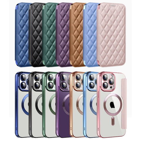 Shield Magsafe RFID Anti-theft Rhombus Leather Phone Case, For iPhone 18 Pro, For iPhone 18 Pro Max, For iPhone 17 Pro Max, For iPhone 17 Pro, For iPhone 17, For iPhone Air