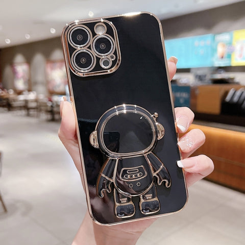 Electroplating Astronaut Holder Phone Case, For iPhone 16, For iPhone 15 Pro Max, For iPhone 15 Pro, For iPhone 15 Plus, For iPhone 15