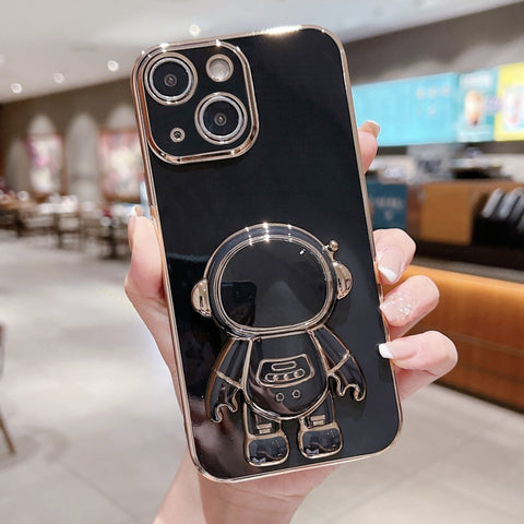 Electroplating Astronaut Holder Phone Case, For iPhone 16, For iPhone 15 Pro Max, For iPhone 15 Pro, For iPhone 15 Plus, For iPhone 15