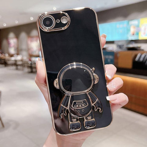 Electroplating Astronaut Holder Phone Case, For iPhone 17e / 16e, For iPhone 17 Pro Max, For iPhone 17 Pro, For iPhone 17, For iPhone Air, For iPhone 16 Pro Max, For iPhone 16 Pro, For iPhone 16 Plus