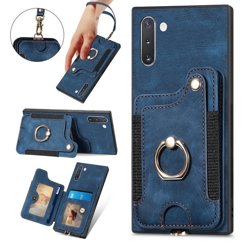 Retro Skin-feel Ring Multi-card Wallet Phone Case, For Samsung Galaxy S23 FE 5G, For Samsung Galaxy Note20  Ultra, For Samsung Galaxy Note20, For Samsung Galaxy Note10, For Samsung Galaxy Note10+