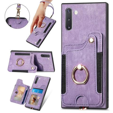 Retro Skin-feel Ring Multi-card Wallet Phone Case, For Samsung Galaxy S23 FE 5G, For Samsung Galaxy Note20  Ultra, For Samsung Galaxy Note20, For Samsung Galaxy Note10, For Samsung Galaxy Note10+