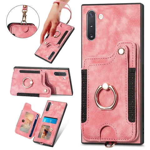 Retro Skin-feel Ring Multi-card Wallet Phone Case, For Samsung Galaxy S23 FE 5G, For Samsung Galaxy Note20  Ultra, For Samsung Galaxy Note20, For Samsung Galaxy Note10, For Samsung Galaxy Note10+