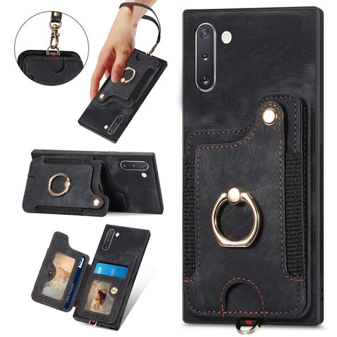 Retro Skin-feel Ring Multi-card Wallet Phone Case, For Samsung Galaxy S23 FE 5G, For Samsung Galaxy Note20  Ultra, For Samsung Galaxy Note20, For Samsung Galaxy Note10, For Samsung Galaxy Note10+