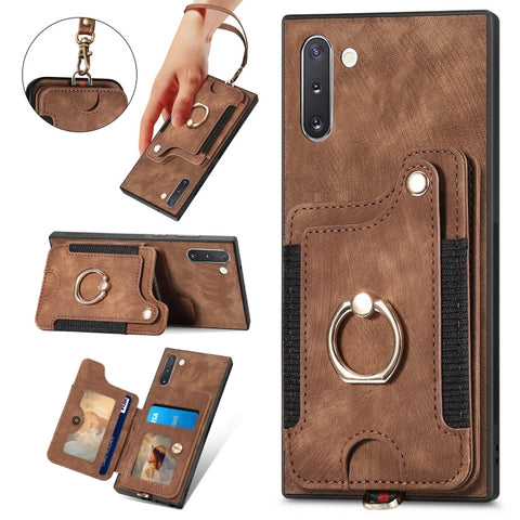 Retro Skin-feel Ring Multi-card Wallet Phone Case, For Samsung Galaxy S23 FE 5G, For Samsung Galaxy Note20  Ultra, For Samsung Galaxy Note20, For Samsung Galaxy Note10, For Samsung Galaxy Note10+