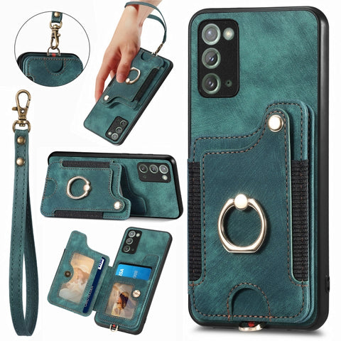 Retro Skin-feel Ring Multi-card Wallet Phone Case, For Samsung Galaxy S23 FE 5G, For Samsung Galaxy Note20  Ultra, For Samsung Galaxy Note20, For Samsung Galaxy Note10, For Samsung Galaxy Note10+