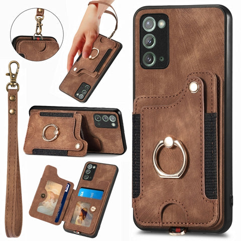 Retro Skin-feel Ring Multi-card Wallet Phone Case, For Samsung Galaxy S23 FE 5G, For Samsung Galaxy Note20  Ultra, For Samsung Galaxy Note20, For Samsung Galaxy Note10, For Samsung Galaxy Note10+