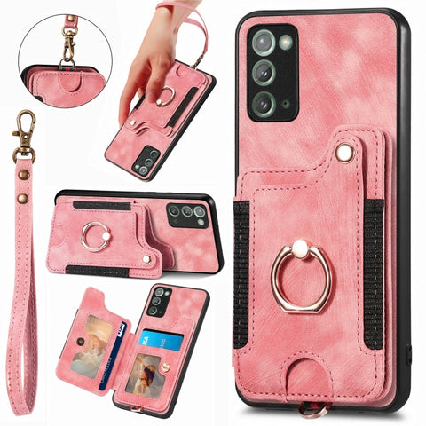 Retro Skin-feel Ring Multi-card Wallet Phone Case, For Samsung Galaxy S23 FE 5G, For Samsung Galaxy Note20  Ultra, For Samsung Galaxy Note20, For Samsung Galaxy Note10, For Samsung Galaxy Note10+