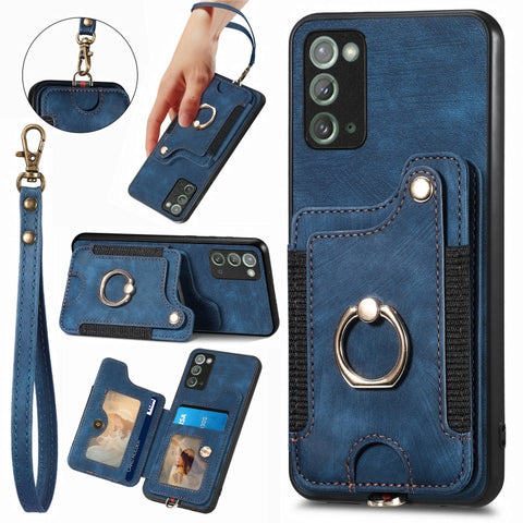 Retro Skin-feel Ring Multi-card Wallet Phone Case, For Samsung Galaxy S23 FE 5G, For Samsung Galaxy Note20  Ultra, For Samsung Galaxy Note20, For Samsung Galaxy Note10, For Samsung Galaxy Note10+