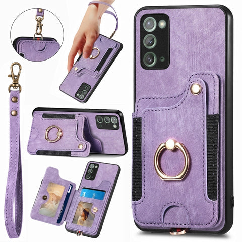 Retro Skin-feel Ring Multi-card Wallet Phone Case, For Samsung Galaxy S23 FE 5G, For Samsung Galaxy Note20  Ultra, For Samsung Galaxy Note20, For Samsung Galaxy Note10, For Samsung Galaxy Note10+
