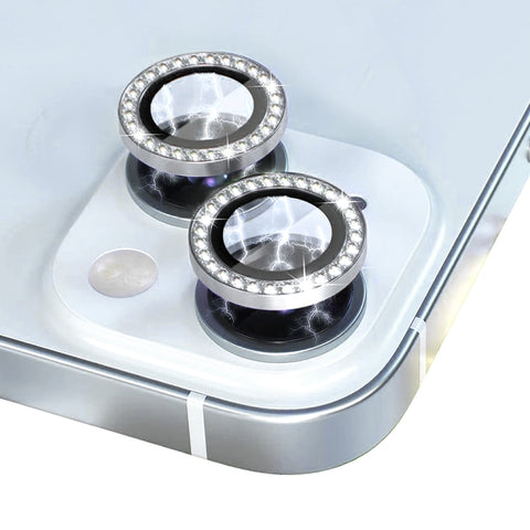 NORTHJO Camera Lens Protector Tempered Glass Metal Rhinestone Ring Film, For iPhone 15 / 15 Plus