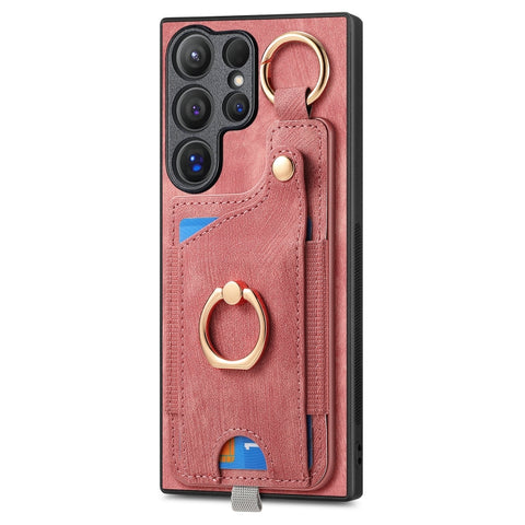 Retro Skin-feel Ring Card Bag Phone Case with Hang Loop, For Samsung Galaxy A32 5G, For Samsung Galaxy S21 5G, For Samsung Galaxy S21+ 5G, For Samsung Galaxy S21 Ultra 5G, For Samsung Galaxy A21s, For Samsung Galaxy A31, For Samsung Galaxy A71         ...