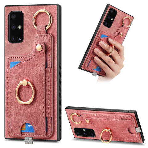 Retro Skin-feel Ring Card Bag Phone Case with Hang Loop, For Samsung Galaxy A32 5G, For Samsung Galaxy S21 5G, For Samsung Galaxy S21+ 5G, For Samsung Galaxy S21 Ultra 5G, For Samsung Galaxy A21s, For Samsung Galaxy A31, For Samsung Galaxy A71         ...