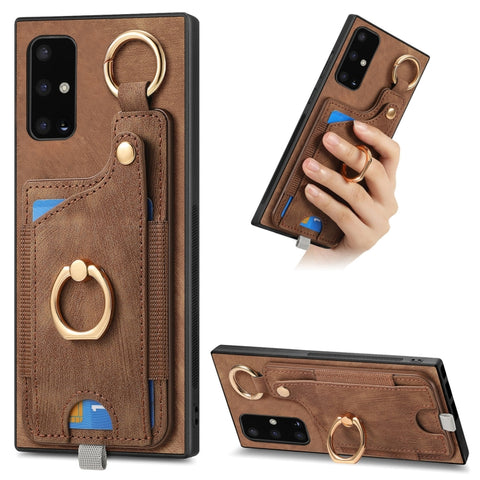 Retro Skin-feel Ring Card Bag Phone Case with Hang Loop, For Samsung Galaxy A32 5G, For Samsung Galaxy S21 5G, For Samsung Galaxy S21+ 5G, For Samsung Galaxy S21 Ultra 5G, For Samsung Galaxy A21s, For Samsung Galaxy A31, For Samsung Galaxy A71         ...