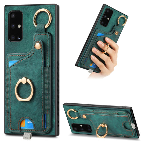 Retro Skin-feel Ring Card Bag Phone Case with Hang Loop, For Samsung Galaxy A32 5G, For Samsung Galaxy S21 5G, For Samsung Galaxy S21+ 5G, For Samsung Galaxy S21 Ultra 5G, For Samsung Galaxy A21s, For Samsung Galaxy A31, For Samsung Galaxy A71         ...