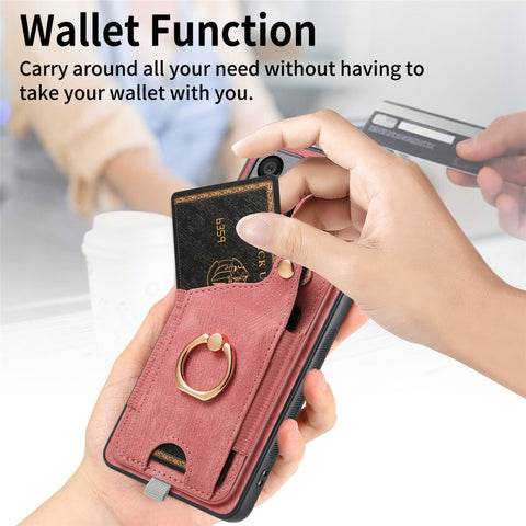 Retro Skin-feel Ring Card Bag Phone Case with Hang Loop, For Samsung Galaxy A04e, For Samsung Galaxy S23 Ultra 5G, For Samsung Galaxy S23+ 5G, For Samsung Galaxy A04 4G, For Samsung Galaxy M53 5G, For Samsung Galaxy M33 5G, For Samsung Galaxy A73 5G   ...