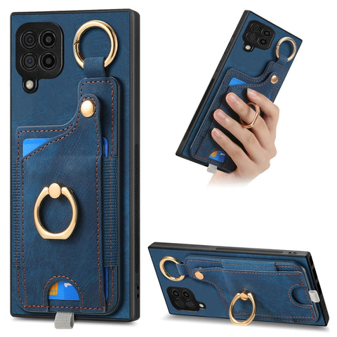 Retro Skin-feel Ring Card Bag Phone Case with Hang Loop, For Samsung Galaxy A04e, For Samsung Galaxy S23 Ultra 5G, For Samsung Galaxy S23+ 5G, For Samsung Galaxy A04 4G, For Samsung Galaxy M53 5G, For Samsung Galaxy M33 5G, For Samsung Galaxy A73 5G   ...