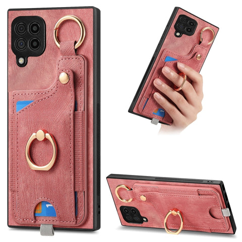 Retro Skin-feel Ring Card Bag Phone Case with Hang Loop, For Samsung Galaxy A04e, For Samsung Galaxy S23 Ultra 5G, For Samsung Galaxy S23+ 5G, For Samsung Galaxy A04 4G, For Samsung Galaxy M53 5G, For Samsung Galaxy M33 5G, For Samsung Galaxy A73 5G   ...