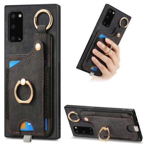 Retro Skin-feel Ring Card Bag Phone Case with Hang Loop, For Samsung Galaxy A32 5G, For Samsung Galaxy S21 5G, For Samsung Galaxy S21+ 5G, For Samsung Galaxy S21 Ultra 5G, For Samsung Galaxy A21s, For Samsung Galaxy A31, For Samsung Galaxy A71         ...