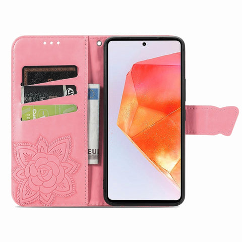 Butterfly Love Flower Embossed Leather Phone Case, For Samsung Galaxy C55, For Samsung Galaxy A15