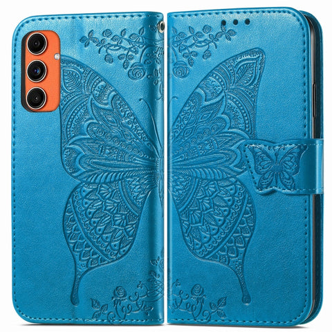 Butterfly Love Flower Embossed Leather Phone Case, For Samsung Galaxy C55, For Samsung Galaxy A15