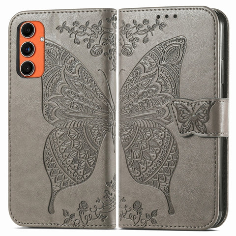Butterfly Love Flower Embossed Leather Phone Case, For Samsung Galaxy C55, For Samsung Galaxy A15
