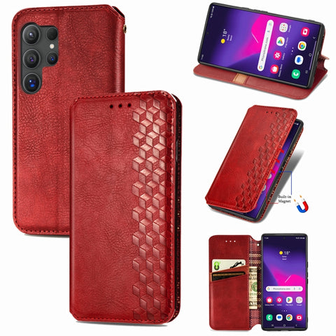 Cubic Grid Pressed Magnetic Leather Phone Case, For Samsung Galaxy S25 Ultra 5G, For Samsung Galaxy M55, For Samsung Galaxy A25 5G