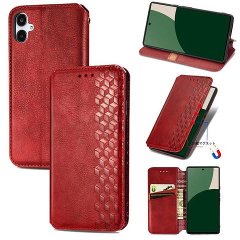 Cubic Grid Pressed Magnetic Leather Phone Case, For Samsung Galaxy S25 Ultra 5G, For Samsung Galaxy M55, For Samsung Galaxy A25 5G