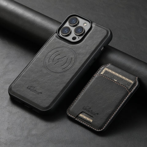 Suteni H15 MagSafe Oil Eax Leather Detachable Wallet Back Phone Case, For iPhone 14 Pro Max, For iPhone 13 Pro Max, For iPhone 13 Pro, For iPhone 13, For iPhone 12, For iPhone 12 Pro Max, For iPhone 12 Pro, For iPhone 17e / 16e