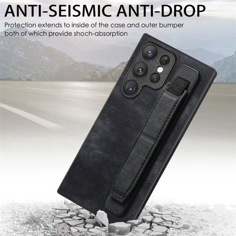 Retro Wristband Holder Leather Back Phone Case, For Samsung Galaxy S22 Ultra 5G, For Samsung Galaxy S22+ 5G, For Samsung Galaxy S22 5G, For Samsung Galaxy A13 5G, For Samsung Galaxy S21 FE 5G, For Samsung Galaxy A32 5G, For Samsung Galaxy S21 5G       ...
