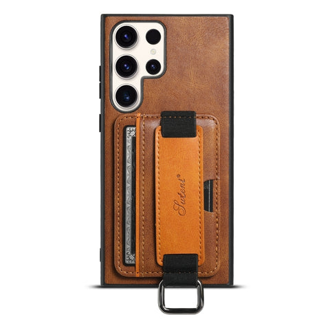 Suteni H13 Card Wallet Wrist Strap Holder PU Phone Case, For Samsung Galaxy S26+  5G, For Samsung Galaxy S26 Ultra 5G, For Samsung Galaxy S25  5G, For Samsung Galaxy S25+  5G, For Samsung Galaxy S25 Ultra 5G, For Samsung Galaxy S24 Ultra 5G            ...