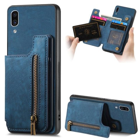 Retro Leather Zipper Wallet Back Phone Case, For Samsung Galaxy A30/A20/M10s, For Samsung Galaxy A50/A30s/A50s, For Samsung Galaxy Note10, For Samsung Galaxy Note10+