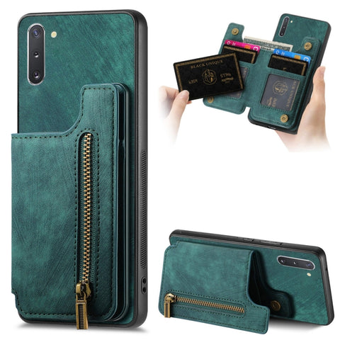 Retro Leather Zipper Wallet Back Phone Case, For Samsung Galaxy A30/A20/M10s, For Samsung Galaxy A50/A30s/A50s, For Samsung Galaxy Note10, For Samsung Galaxy Note10+