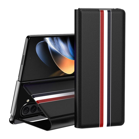Litchi Texture PU Back Phone Case with Holder, For Galaxy Z Fold8 Ultra 5G, For Galaxy Z Fold7 5G, For Galaxy Z Fold6 5G