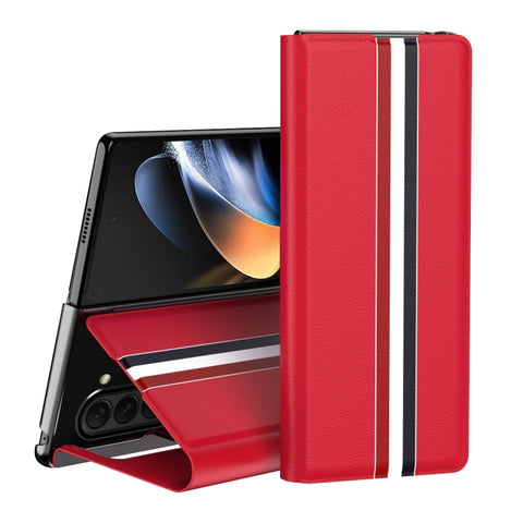Litchi Texture PU Back Phone Case with Holder, For Galaxy Z Fold8 Ultra 5G, For Galaxy Z Fold7 5G, For Galaxy Z Fold6 5G