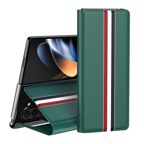 Litchi Texture PU Back Phone Case with Holder, For Galaxy Z Fold8 Ultra 5G, For Galaxy Z Fold7 5G, For Galaxy Z Fold6 5G